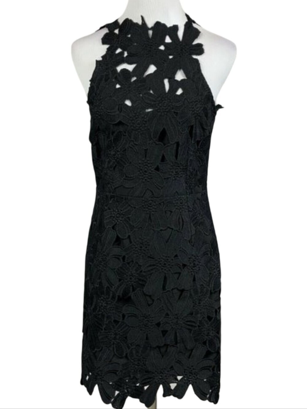 Saylor black floral  lace mini dress, size S.